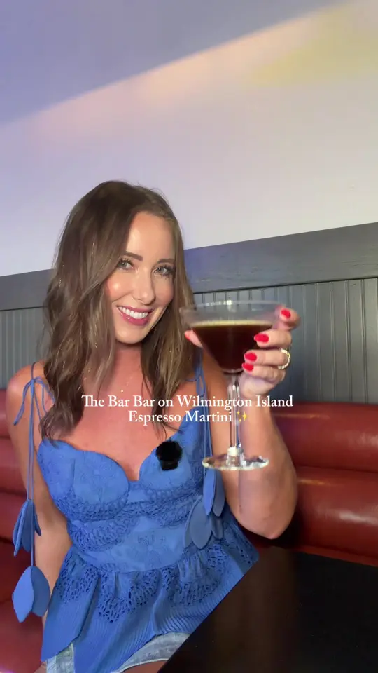 the Bar Bar on Wilmington in Savannah showing drink, espresso martini, video by thelongweekender on TikTok