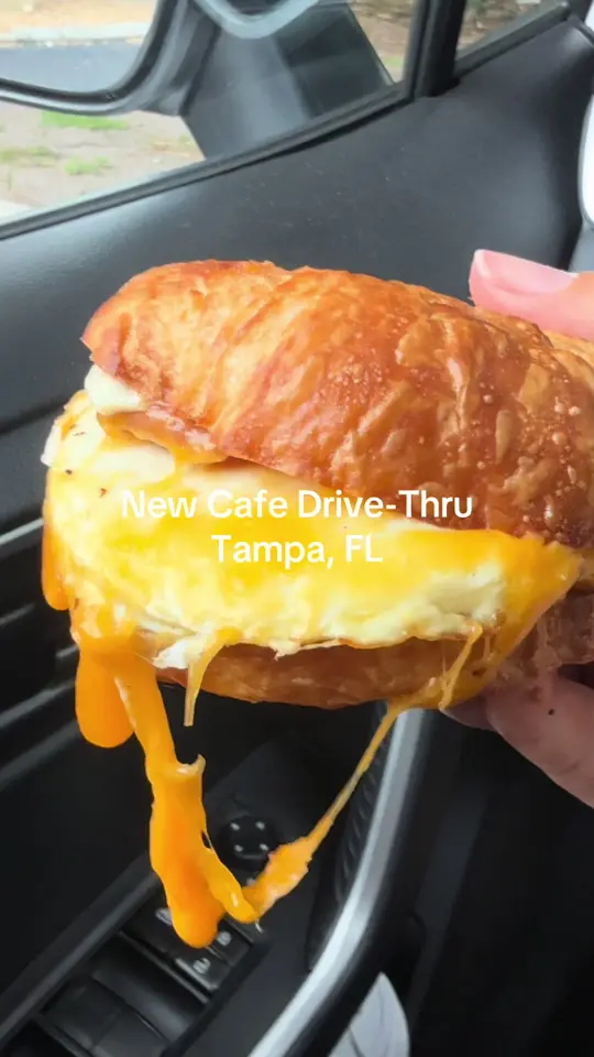 The Bean Bar Co. Carrollwood in Tampa showing coffee shop, breakfast sandwich, garlic aioli, video by tampaiman on TikTok