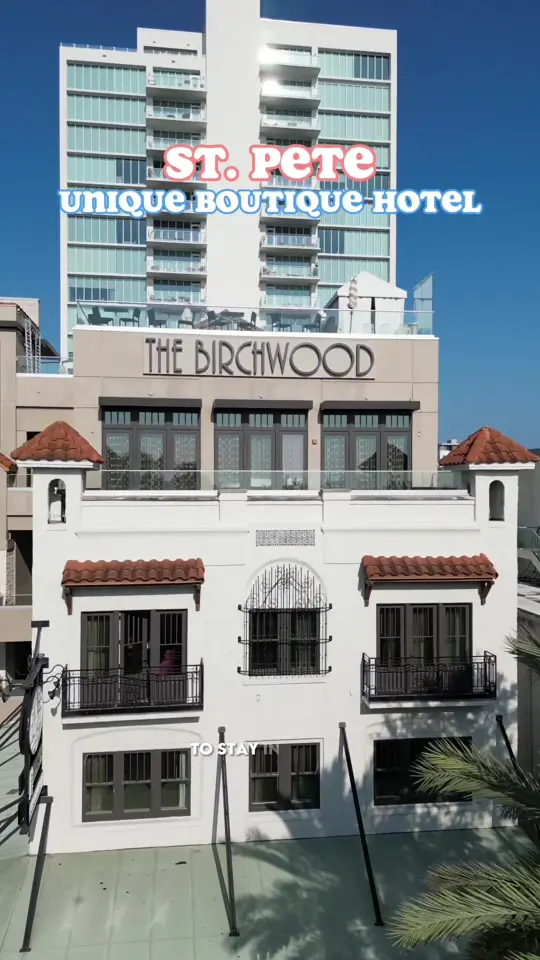 The Birchwood Canopy in St. Petersburg showing boutique hotel, rooftop lounge, wine selections, restaurant, video by explorewithgg on TikTok