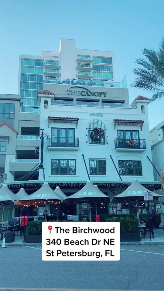The Birchwood Canopy in St. Petersburg showing restaurant, hotel, rooftop, video by thetampabayguide on TikTok