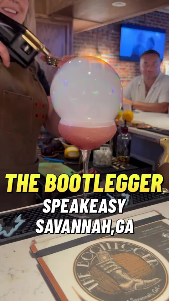 The Bootlegger Savannah Speakeasy in Savannah showing cocktail, video by swervedotcom on TikTok