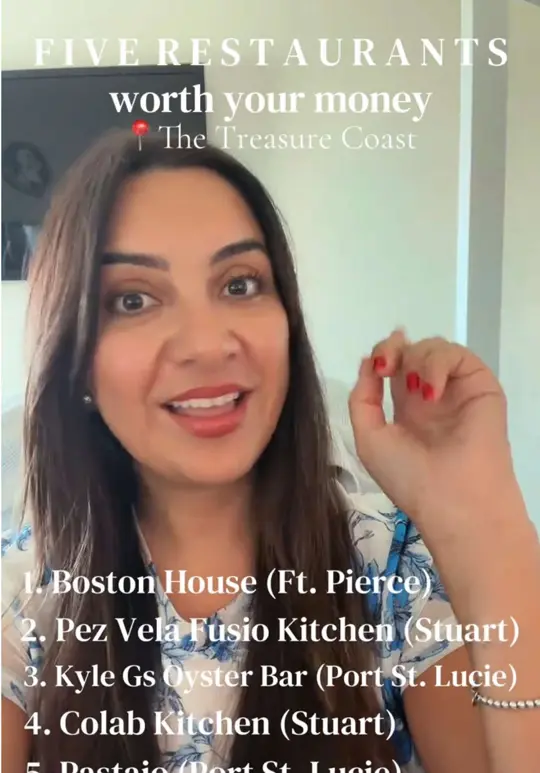 The Boston House Restaurant in Fort Pierce showing review, top 5 restaurants, video by nextupwithjuani on TikTok