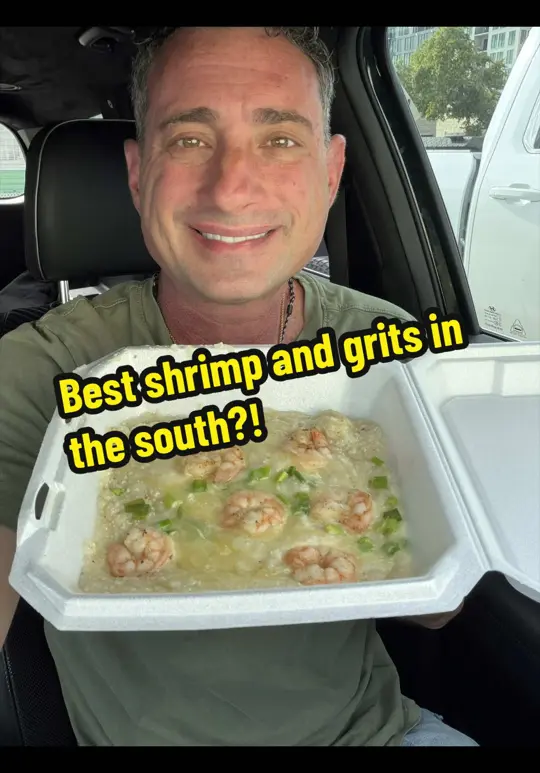 The Breakfast House in Sarasota showing food, shrimp and grits, video by foodiejustice on TikTok