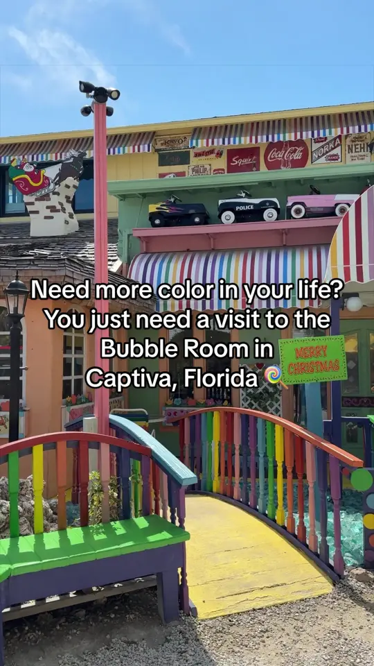 The Bubble Room Restaurant in Captiva showing restaurant visit, atmosphere, cake, video by takethedangtrip on TikTok