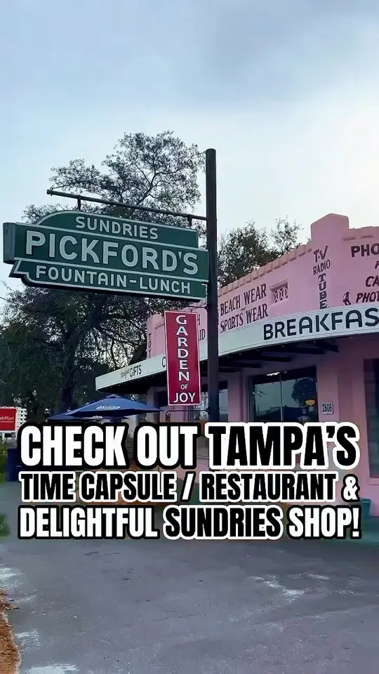 The Bungalow in Tampa showing review, visit, atmosphere, vintage decor, food, breakfast croissant, video by Tampa Bay is Awesome on Facebook
