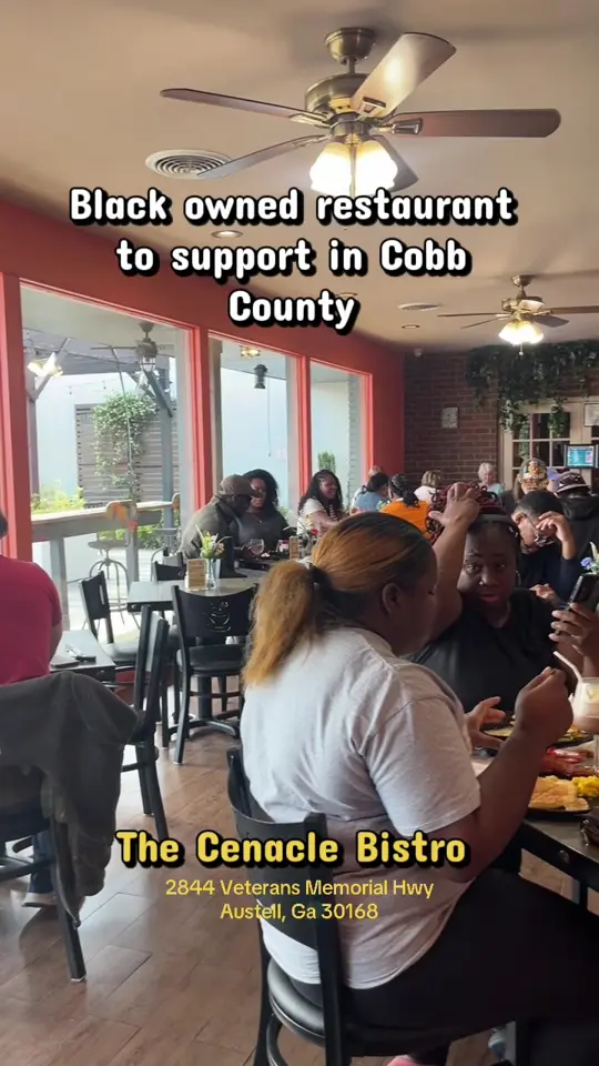 The Cenacle Bistro in Austell showing food, soul food, coffee, one of a kind coffee, atmosphere, welcoming neighborhood energy, video by thecenaclecoffee on TikTok