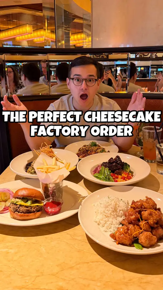 The Cheesecake Factory in Coconut Creek showing food review, appetizer, asian chicken nachos, fried mac and cheese, entree, chicken madeira, video by thehungrylonghorn on TikTok