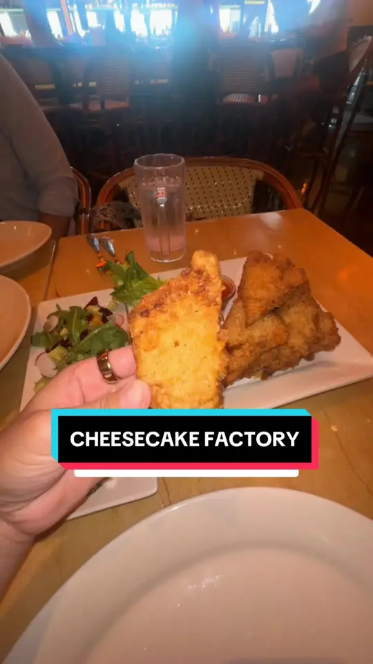 The Cheesecake Factory in Coral Gables showing food, fried mac and cheese, video by ilovefriedchikn on TikTok