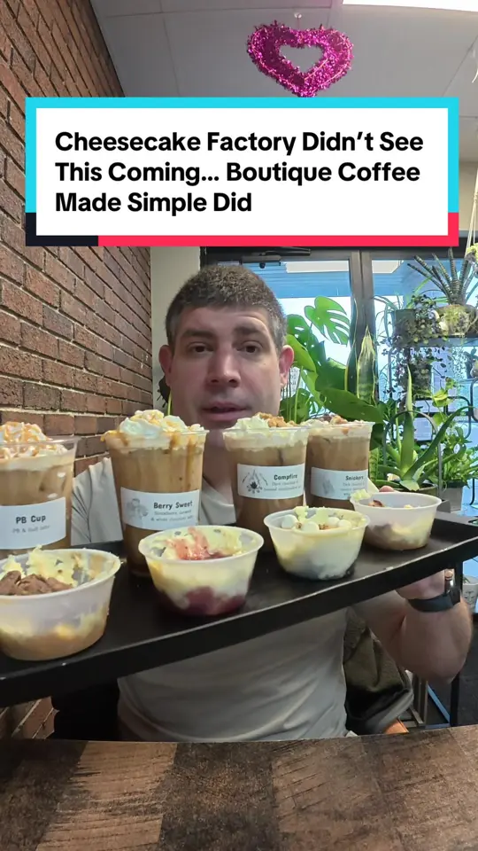 The Cheesecake Factory in Sunrise showing coffee, coffee flight, themed experience, video by thedailybrewreview on TikTok