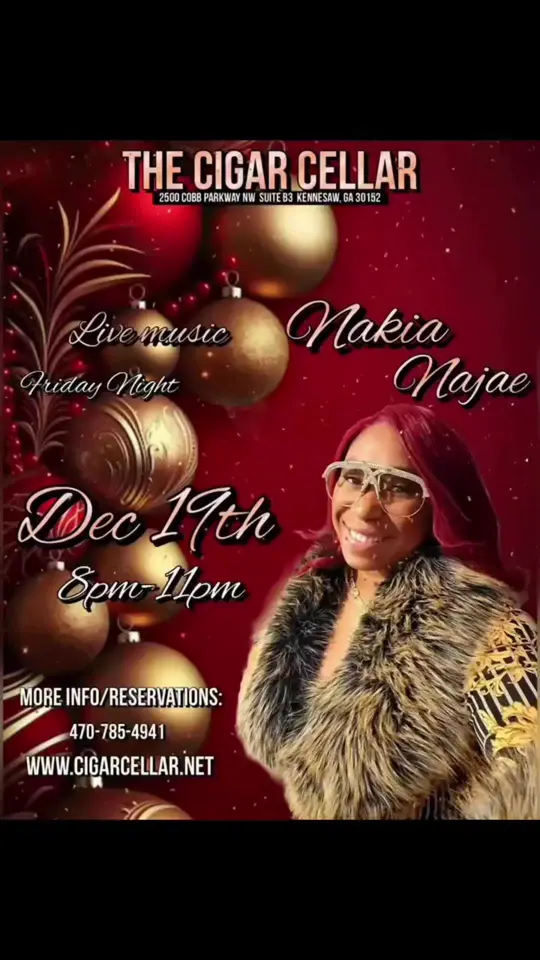 The Cigar Cellar in Kennesaw showing live music, holiday performance, video by noirebutterfly on TikTok