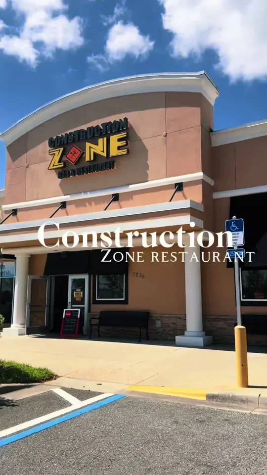 The Construction Zone Restaurant in Kissimmee showing visit, birthday celebration, video by nariahji on TikTok