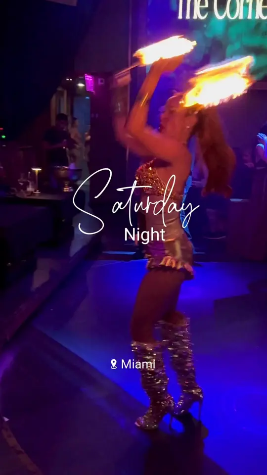 The Corner in Miami showing visit, atmosphere, cocktails, food, latin vibes, party, video by fashion.eat.travel on TikTok