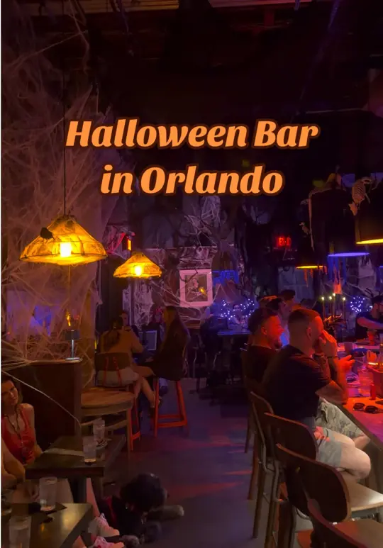 The Courtesy Bar in Orlando showing cocktail, spooky drink, halloween event, video by samanthalongton on TikTok