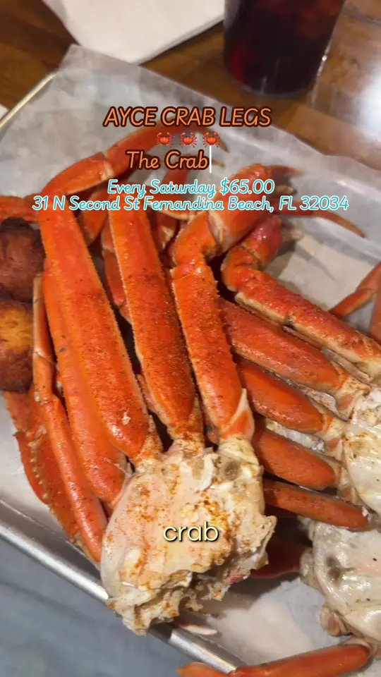 The Crab Trap in Fernandina Beach showing food, all you can eat crab legs, video by melindaeats on TikTok