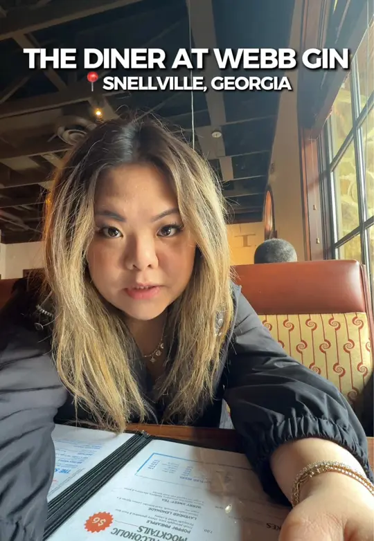 The Diner at Webb Gin in Snellville showing brunch, pre-wedding visit, video by kimfeasts on TikTok