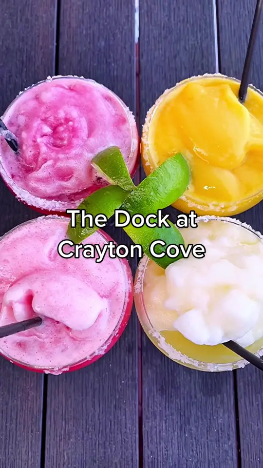 The Dock at Crayton Cove in Naples showing review, waterfront views, open-air seating, seafood, drinks, service, video by itsalyssablake on TikTok