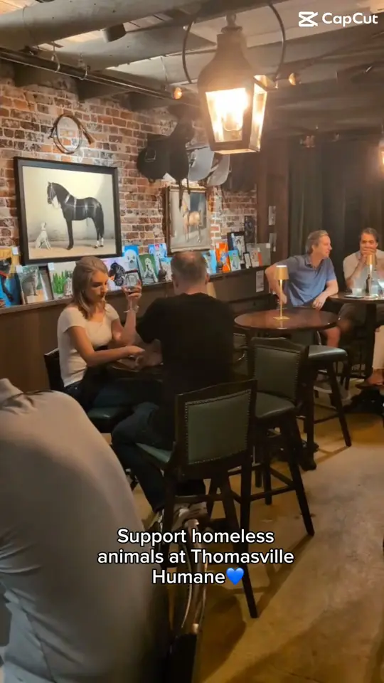 The Dog & Pony in Thomasville showing event, pawtrait reveal party, video by Thomasville Humane on Facebook