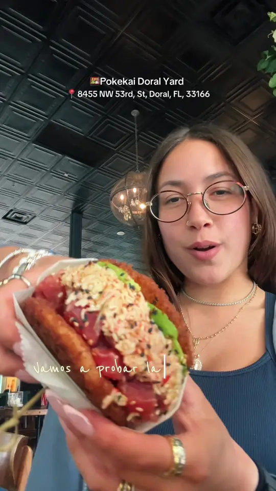 The Doral Yard in Doral showing food, sushi, poke burger, video by sabrinaruiza on TikTok