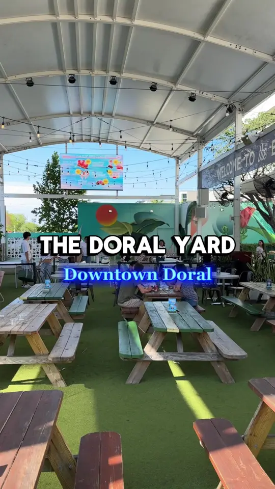 The Doral Yard in Doral showing food, yip dumpling shop, pokekai, piadina 305, sufrat mediterranean grill, live music, video by thingstodoinsoflo_ on TikTok