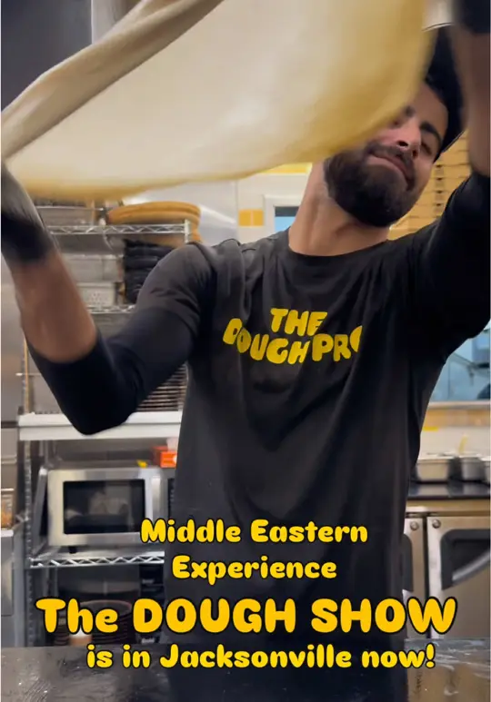 The Dough Show - Jacksonville in Jacksonville showing food, beef feteer / side hummus / side tabbouleh, video by miholovestoeat on TikTok