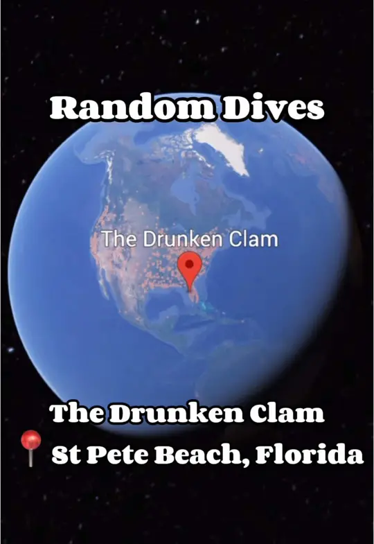 The Drunken Clam in St. Pete Beach showing restaurant visit, atmosphere, cajun parmesan garlic wings, steamed clams, seared sesame tuna, video by randomdives on TikTok