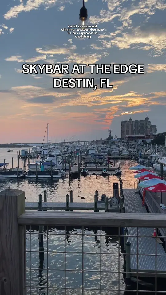 The Edge Seafood Restaurant & SkyBar in Destin showing review, visit, cocktail, seafood, happy hour, fireworks, video by xmichelletran on TikTok