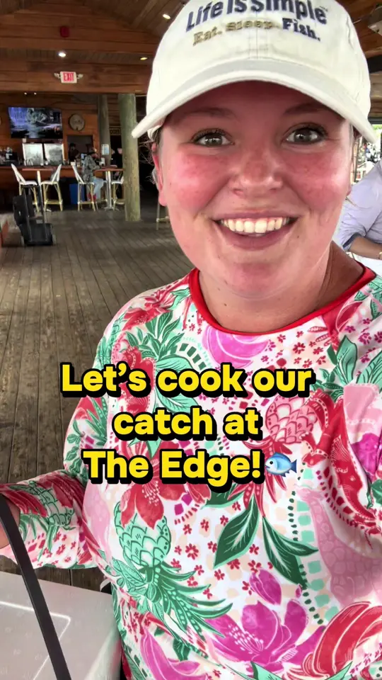 The Edge Seafood Restaurant & SkyBar in Destin showing visit, freshly caught fish, video by carleyonthecoast on TikTok