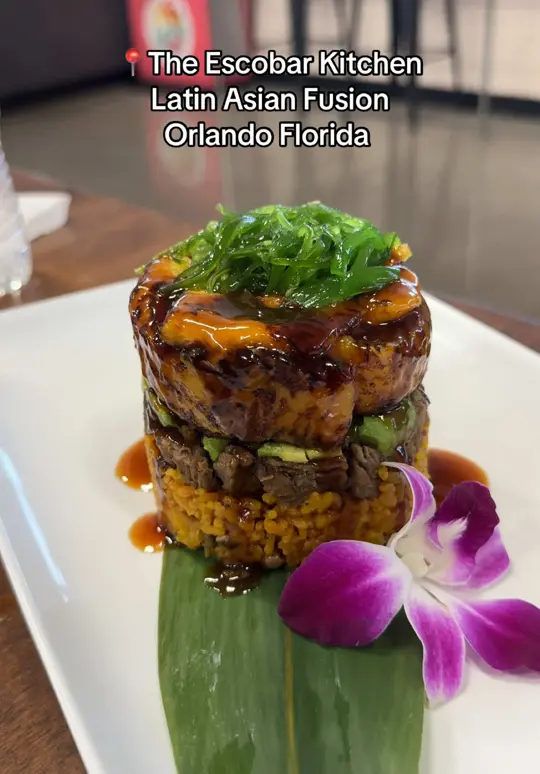 The Escobar Kitchen Latin Asian Fusion in Orlando showing sushi, latin asian fusion, video by ruidiazjennifer on TikTok
