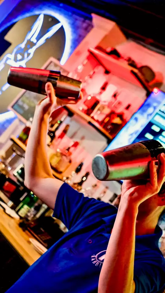 The Fat Rabbit Pub in Sarasota showing dj, friday night event, video by Mythos Events on Facebook