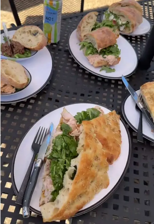 The Goetchius House Restaurant, Bakery & Cafe in Columbus showing bakery, croissants, pastries, sandwiches, paninis, fresh bread, video by columbusgeorgiaeats on TikTok