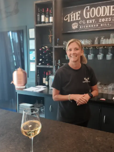The Goodie Bar in Richmond Hill showing wine, charcuterie, burgers, coffee, italian sodas, baked treats, video by heathermurphyrealestate on TikTok