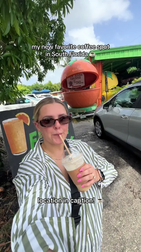 The Groves Coffee House in Davie showing coffee, coconut/caramel latte, coconut/vanilla latte, video by carsoncarby on TikTok