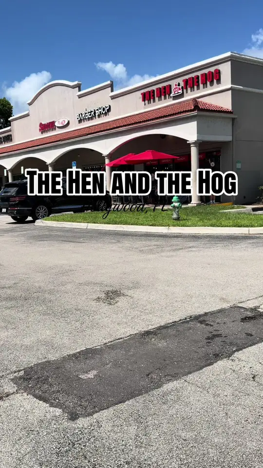 The Hen and Hog Breakfast & Brunch in Pompano Beach, Florida in Pompano Beach showing review, shrimp and grits, eggs, pancake, french toast, omelette, video by __porshaa on TikTok