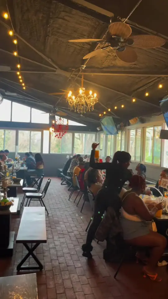 The Hive Buckhead in Atlanta showing brunch, mimosas, cocktails, happy hour, patio, music, video by thehivebuckhead on TikTok