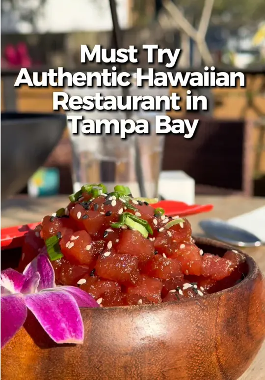  in Florida showing food, coconut green curry, ahi tuna poke, huli huli sandwich, furikake salmon, video by eatlocalflorida on TikTok