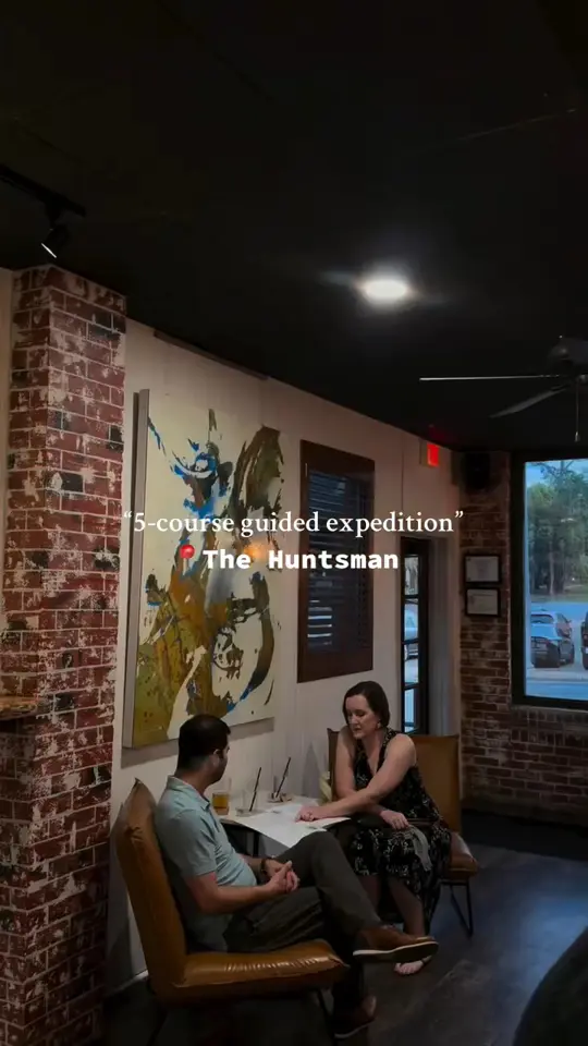 The Huntsman in Tallahassee showing immersive experience, 5-course guided expedition, date night, celebratory night out, video by Visit Tallahassee on Facebook