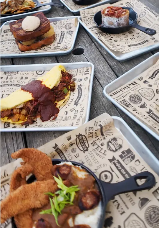 THE INKED PIG in Gainesville showing brunch, cheat day meal, video by theinkedpig_bbq on TikTok