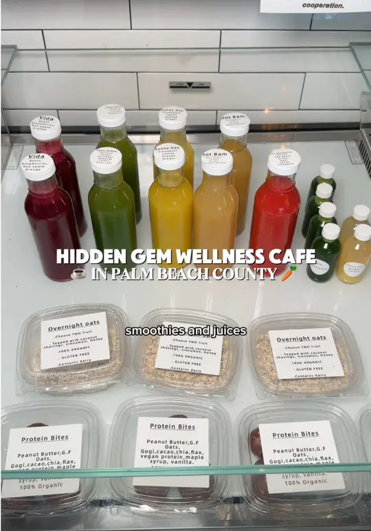 in Florida showing juice, fresh juices, cafe visit, video by explorewithgg on TikTok