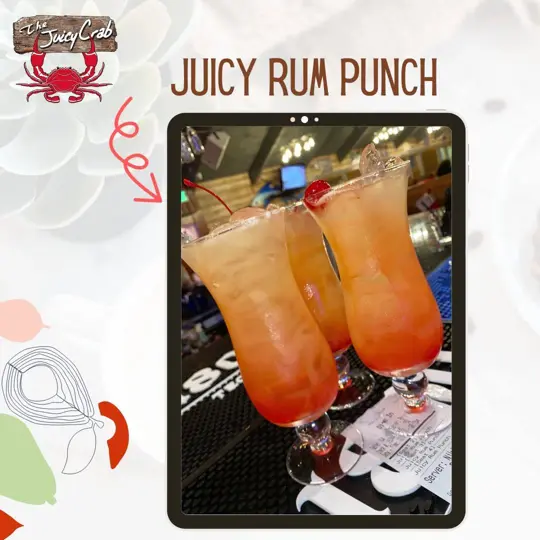The Juicy Crab in Kennesaw showing drink, rum punch, video by The Juicy Crab Kennesaw on Facebook