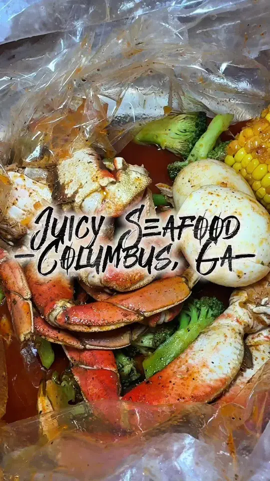 The Juicy Seafood in Columbus showing review, visit, seafood bags, chicken wings, video by mr.goalchaser on TikTok