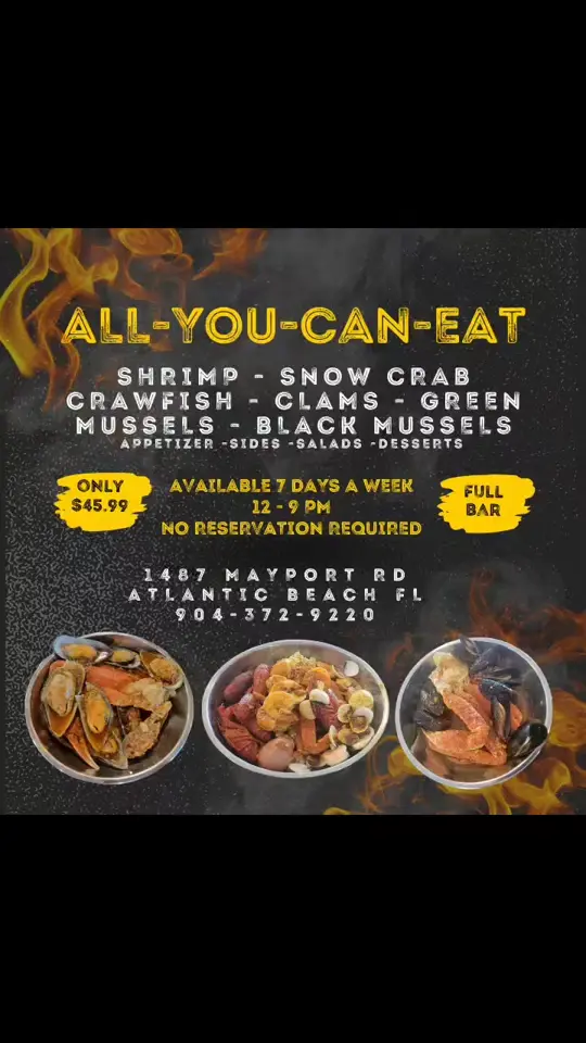 The Juicy Seafood Mayport in Atlantic Beach showing food, all-you-can-eat seafood, video by Juicy Mayport on Facebook