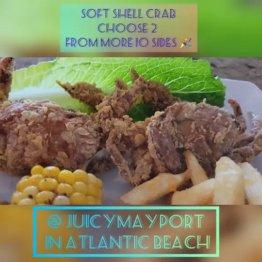 The Juicy Seafood Mayport in Atlantic Beach showing food, soft shell crab platter, video by Juicy Mayport on Facebook
