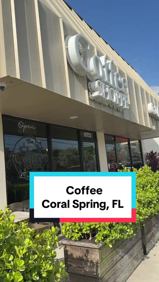 The Little Coffee Shoppe in Coral Springs showing coffee, matcha latte, video by lorenasil1 on TikTok