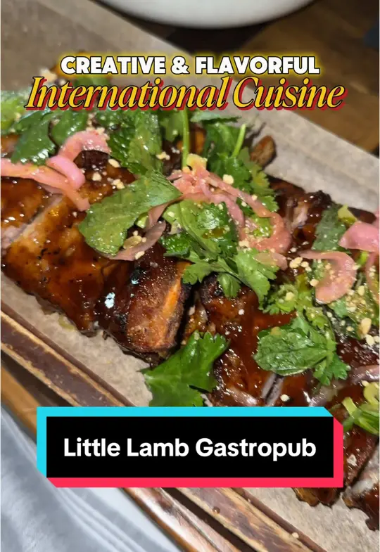 The Little Lamb Gastropub in Clearwater showing restaurant visit, international cuisine, cantonese food, thai food, french food, american food, video by foodpeopleluv on TikTok