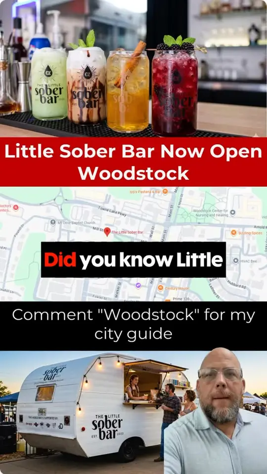 The Little Sober Bar in Woodstock showing review, non-alcoholic bottle shop, mixology hub, alcohol-free spirits, beers, wines, functional drinks, video by Luis Alejandro Lopez on Facebook