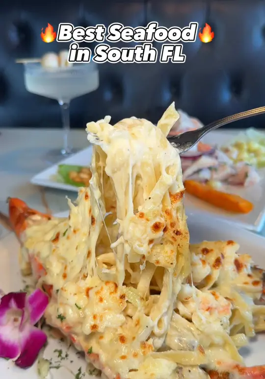  in Florida showing food, lobster pasta, video by mayitakeabite on TikTok
