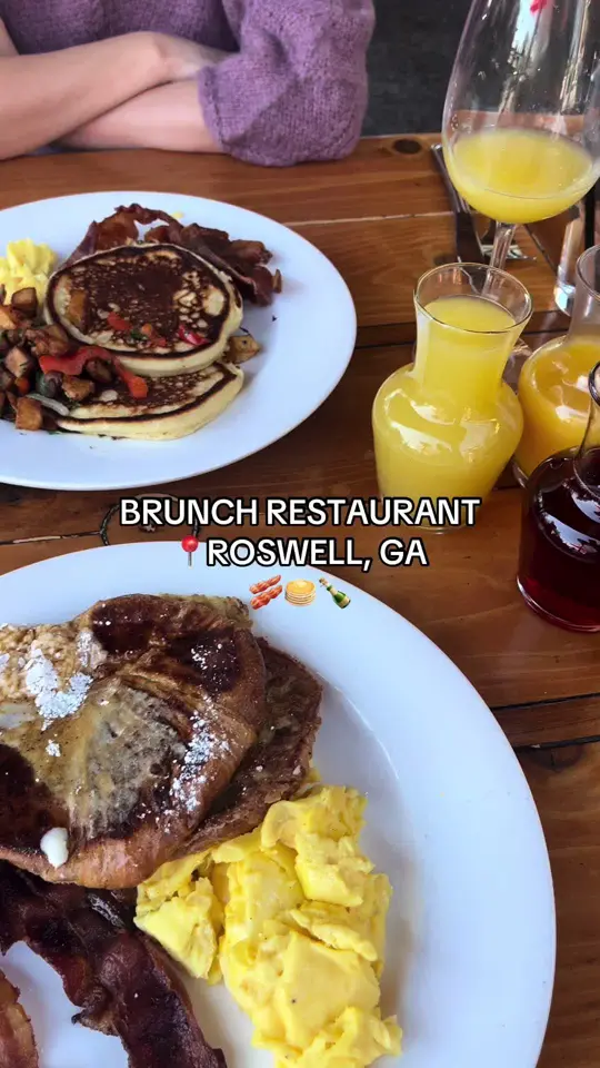The Mill Kitchen and Bar in Roswell showing brunch, mimosa, food reaction, video by eatswith.em.and.mj on TikTok