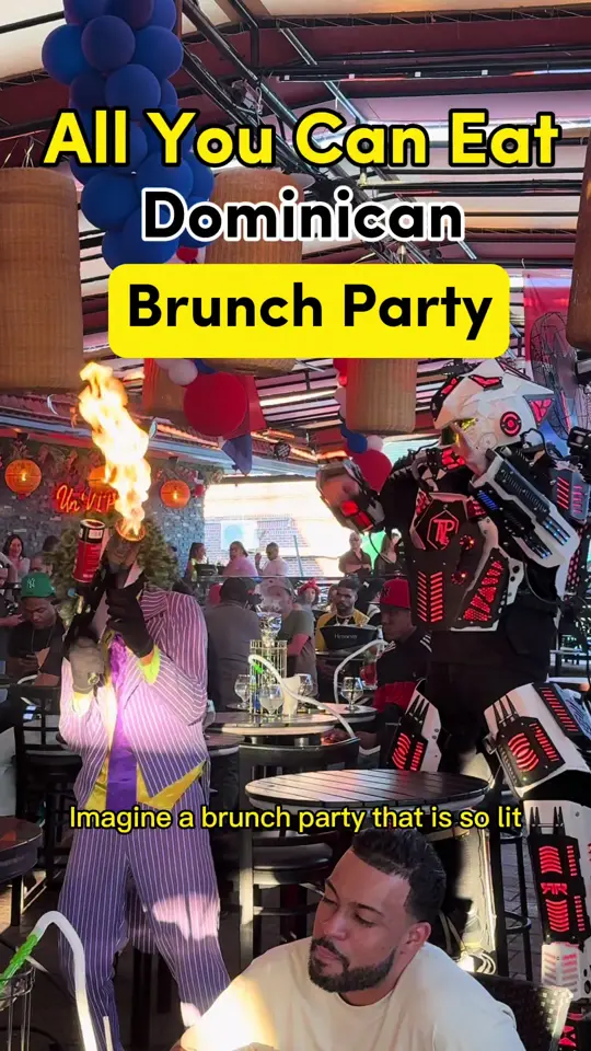 The mofongo's house in Lakeland showing all you can eat brunch, dancing robots, hookah, video by thebrunchguy on TikTok
