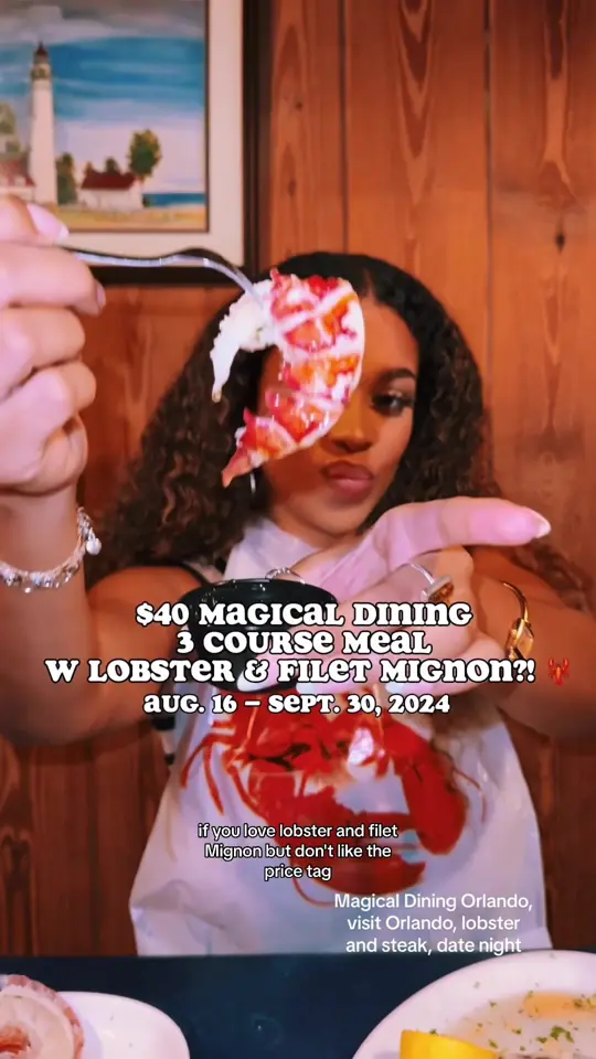 The Nauti Lobstah in Apopka showing review, 3 course meal, lobster, filet, video by orlandoqueen on TikTok