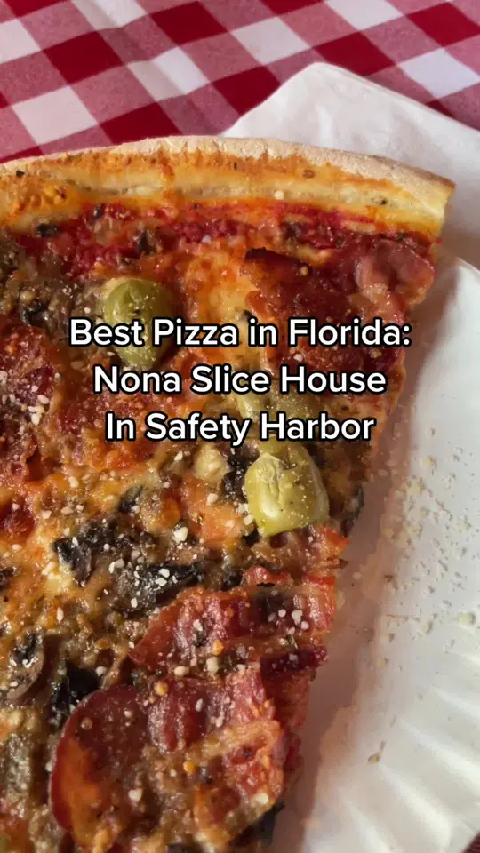 The NONA Slice House in Safety Harbor showing pizza, visit, video by ilovetheburgstpete on TikTok